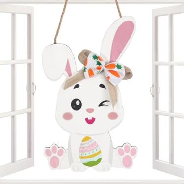 Imagem de Placa de Porta da Páscoa - Em, Pendurável e,Decoração De Placa De Porta Com Coelhinho Da Primavera | Para Interior Exterior Parede Alpendre Lareira Quarto Casa De