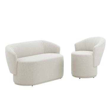 Imagem de Poltrona E Namoradeira Orgânica Mavi Bouclê Creme - Desk Design