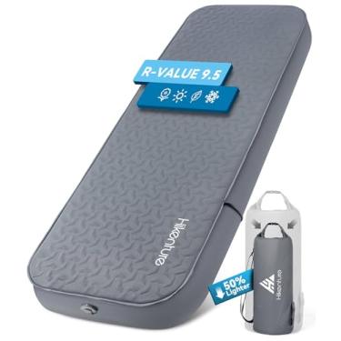 Imagem de Hikenture Almofada de dormir autoinflável, colchão de ar para acampamento de 10 cm de espessura (saco de bomba manual, individual (203 cm × 28"))