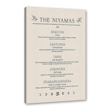 Imagem de Impressão em tela de ioga Membros de Yoga Poses de Yoga Impressão Sol e Lua Saudação Fitness Zen Chakra Afirmações Decoração de arte de parede espiritual (SKU8,12 x 40,6 cm = (30 x 40 cm), Emoldurado