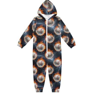 Imagem de Body infantil unissex com chamas de água de beisebol, fantasia de cosplay de Halloween 5-6 anos, Bolas de beisebol com chamas de água, 5-6 Anos