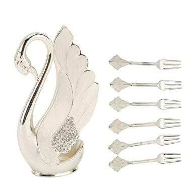 Imagem de aqxreight Conjunto de Colheres de café Prateado Moderno Material de Liga Polido Efeito Rebarbas Colheres de chá Conjunto de Garfo para Festa Garfo Sobremesa Cozinha Modo de de Caféconjunto de de
