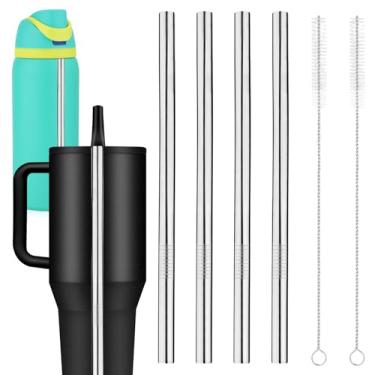 Imagem de 4 canudos de metal de substituição para Hydrojug Traveler 1,134 g, com 2 limpadores de palha, canudo reutilizável de aço inoxidável compatível com copo Hydrojug