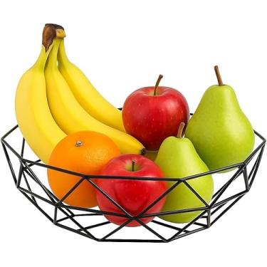 Imagem de Fruteira Diamond Preta | Aramada Geométrica – Aço Carbono Preto Fosco, Fruteira de Chão/Bancada Multiuso | Organizador de Frutas e Legumes Moderno Decorativo