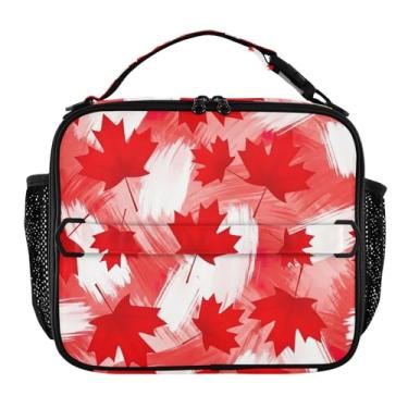 Imagem de Joisal Lancheira Red Leaves Art Canadá para mulheres, meninas, lancheira com alça de ombro, masculina, infantil, lancheira para trabalho, meninos, linda bolsa térmica com flores