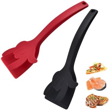 Imagem de 2 peças de espátula de ovo 2 em 1 para segurar e virar espátulas, espátulas para panqueca de peixe, torrada francesa, omelete, ferramenta de cozinha para uso doméstico, espátula, lingueta de ovo