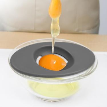 Imagem de 10 separadores de ovos de silicone de grau alimentício, separador de gema de ovo duradouro, 3 fendas, filtro de clara de ovo, fácil de armazenar, fácil de limpar, filtro de peneiramento de gema de