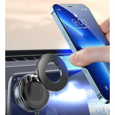 Imagem de Suporte magnético para telefone, suporte giratório de liga de zinco de 360 graus com base de adsorção a vácuo, design de braço flexível para carro, mesa, parede, vidro (preto)