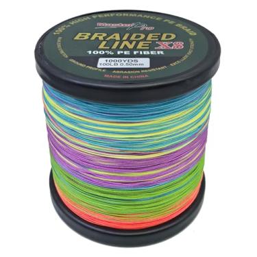 Imagem de MASTERPRO Linha líder de pesca de fibra 100% PE, 1000 jardas, colorida, superlinha de diâmetro fino 11,3 kg 13,6 kg 18 kg 22,7 kg 36,3 kg 45,4 kg quase zero stretch 8 fios trançado corda forte (0,50