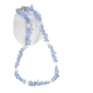 Imagem de Colar de pérolas de cascalho natural feito à mão, estilo boêmio, joias femininas de verão, corrente de clavícula à beira-mar, presente de dia dos namorados, joia para melhor amiga