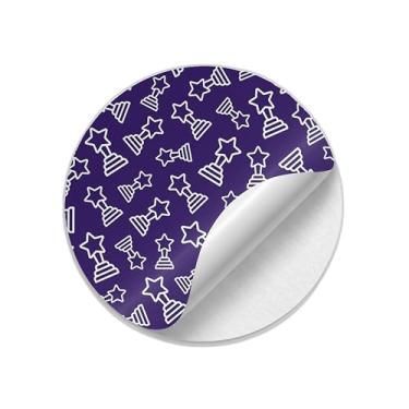 Imagem de Autocolantes Adesivos Redondos Ano Novo 25 Unidades Estampa Roxa com Troféu - Tamanho 30x30cm