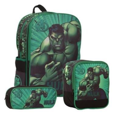 Imagem de Bolsa Escolar Infantil Azul Menino Alto Relevo Hulk Costas - TOYS 2U