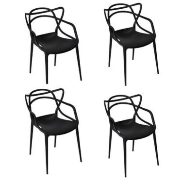Imagem de Kit  4 Cadeiras Allegra Jantar Cozinha Bar Preta - Universal Mix