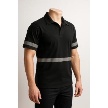 Imagem de Camisa Manga Curta Jaleco Refletiva Prata - Fiber Race, Preto, M