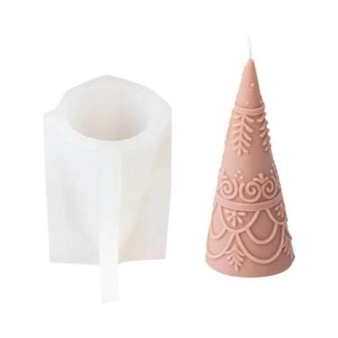 Imagem de Molde De Silicone Para Vela De Árvore De Natal Com Padrão De Estrela D