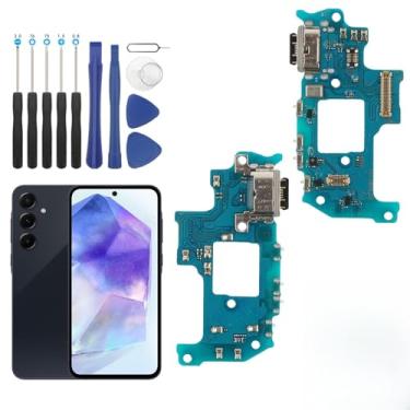 Imagem de FKBAightccy Conector Dock para Samsung Galaxy A55 5G Substituição de Porta de Carregamento para Galaxy A55 5G SM-A556E/DS Placa Carregador USB Cabo Flex Peças com Ferramentas