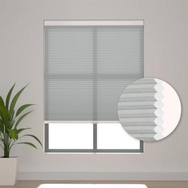 Imagem de Changshade Persianas sem fio Cellular Shades para janelas internas, persianas de favo de mel plissadas, filtragem de luz para quarto, banheiro, tamanho da persiana 127 cm de altura 61 cm de largura