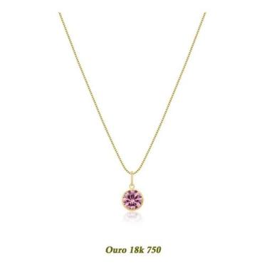 Imagem de Cordão Corrente Veneziana Ouro18k 750 50cm Ponto De Luz 6mm Rosa - Dre