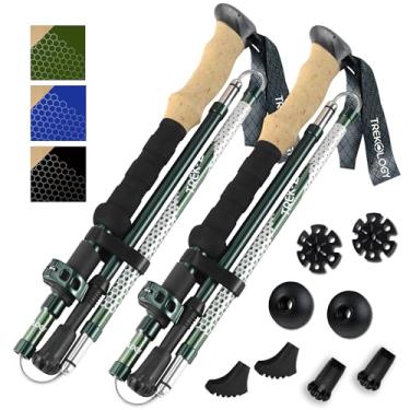 Imagem de Trekology Bastões dobráveis Trek-Z para caminhadas e trekking – Suporte de equilíbrio para idosos, mulheres e homens, 2 peças por conjunto (Trek-Z Green, 100-120 cm para altura: 4'11 a 5'25.4 cm)
