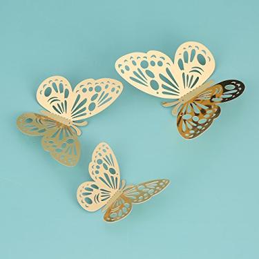 Imagem de 12 unidades de Adesivos Parede Borboleta 3D Removíveis para Arte DIY Decalques Mural Decorativos com Cola Quarto Festa Casamento