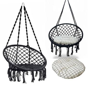 Imagem de Rede Cadeira Balanço Suspensa Almofada Algodao Teto Casa Varanda Quintal Jardim Sacada Decoraçao Confortavel Area Lazer