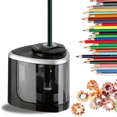 Imagem de 1 apontador de lápis elétrico (pilhas não incluídas), por 2 pilhas AA, para escritório e escola, presente de volta às aulas, preto