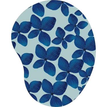 Imagem de Mouse Pad Ergonômico Gota Hortênsias Azuis Fundo Claro