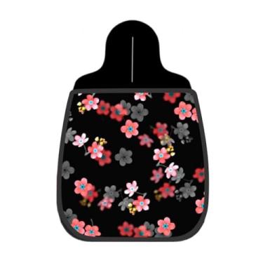 Imagem de Lixeira De Carro Organizador Lixinhocar Mini Flores Coral Fundo Preto