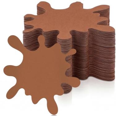 Imagem de Marspark 100 guardanapos de papel marrom em forma de lama, suprimentos de festa de aniversário de porco, 16,5 x 16,5 cm, guardanapos fofos de formato irregular para aniversário de porco, casamento