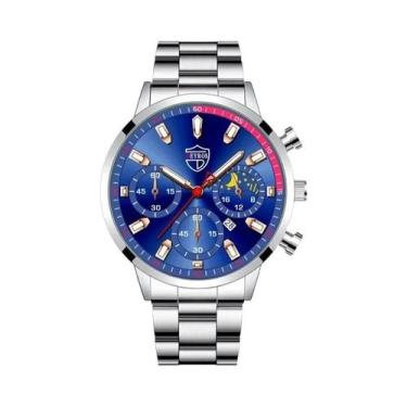 Imagem de Relógio De Pulso Masculino Em Aço Inoxidável Prata Com Quartzo, Lumino