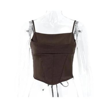 Imagem de Top Cropped Sexy Feminino Sem Costas Com Alças Finas E Amarração, Esti