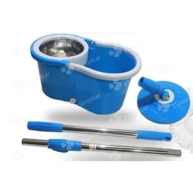 Imagem de Mop Balde Girátorio 360 cesto inox Esfregão Limpeza + 2 refil - telint