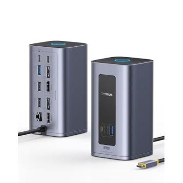 Imagem de Baseus Estação de ancoragem USB-C, Nomos Air Mac 12 em 1, estação de ancoragem 2 monitores, 2K HDMI ou DP, portas USB de 10 Gbps, 100 W PD, Gigabit Ethernet, compatível com macOS/Win (sem fonte de