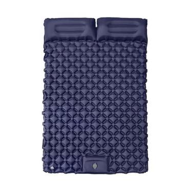 Imagem de ColchãO InfláVel Casal Resistente AutomáTico Multiuso Camping 190 * 120 * 5 Cm Com Travesseiro(Azul marinho)
