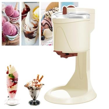 Imagem de Máquina De Sorvete Italiana De 1000ml, Máquina De Fazer Sorvete Macio Doméstico, Mini Máquina Automática Pequena De Cone De Iogurte, Com Copo Medidor E Espátula