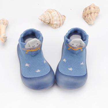 Imagem de Meias infantis de inverno de 0 a 3 anos – Pantufas antiderrapantes para bebês para educação infantil (foguete azul), Multi, 8-23 Toddler
