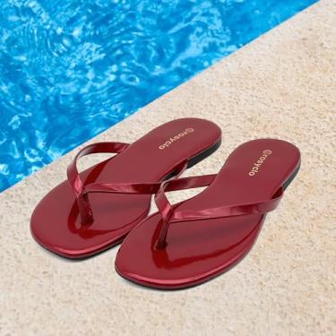 Imagem de Chinelo feminino, sandálias femininas de espuma viscoelástica de verão 2026 - Tendências de couro vegano, leve, macio, confortável, nuvem, chinelos femininos baratos essenciais para a praia, Patente