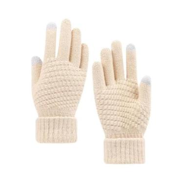 Imagem de Luvas De Inverno Grossas E Quentes De Tricô Com Tela Sensível Ao Toque