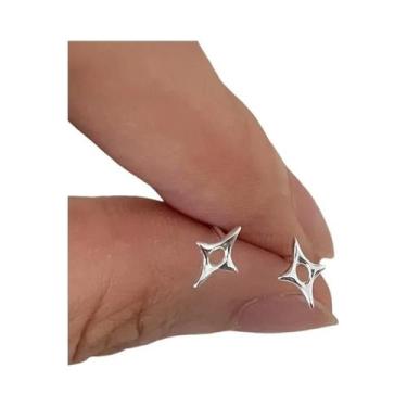 Imagem de Brincos De Prata Assimétricos Com Estrela Cruzada Para Mulheres E Meni