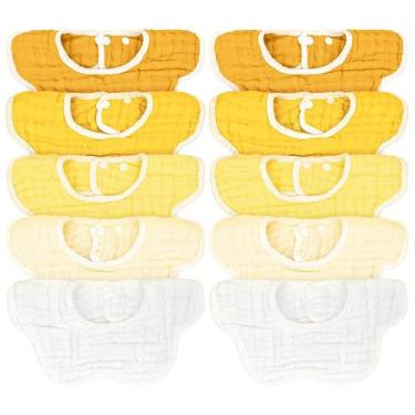 Imagem de Babadores para bebês MUSBUY, pacote com 10, 100% algodão musselina, ma