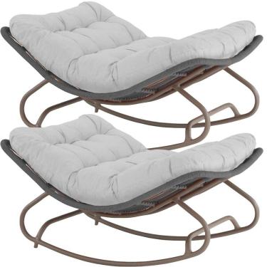 Imagem de 2 Cadeira Balanço Viena Corda Náutica Para Jardim Sala Trama Cinza