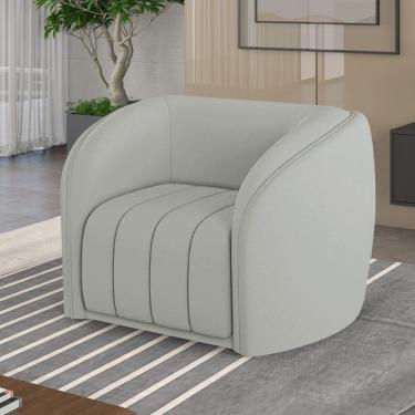 Imagem de Poltrona Decorativa Sala De Estar Adam Veludo Cinza Claro G45 - Gran Belo