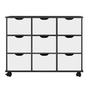 Imagem de Nicho Organizador Com Rodízios Toys 9 Gavetas Q01 Preto-branco - Mpozenato