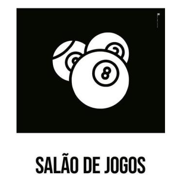 Imagem de Kit 5 Placa Acm Desenho Salão De Jogos 18X23 - Sinalizo