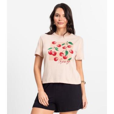 Imagem de Camiseta Manga Curta Feminina Meia Malha Rovitex Rosa, M, Rosa