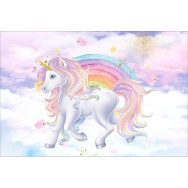 Imagem de Painel de Tecido Sublimado Unicórnio Aquarela Arco-Íris - Fabrika de F