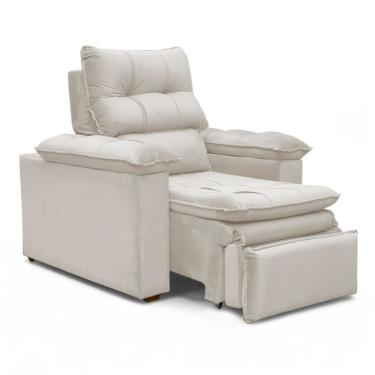 Imagem de Poltrona do Papai Reclinável Retrátil Bonari Veludo Bege - Loja Sheep