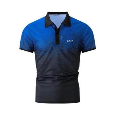 Imagem de Camisa Polo Slim Fit Masculina De Verão 100% Poliéster Em Cores Gradie
