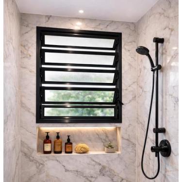 Imagem de Vitro Basculante de Alumínio Preto 100X100 Linha 25 - Brecorimo