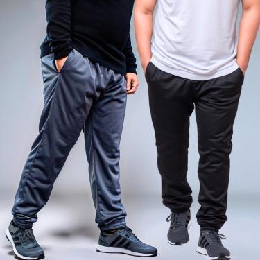 Imagem de KIT 2 Calça Masculina Jogger Plus Size Tecido Helanca Flanelada-Masculino